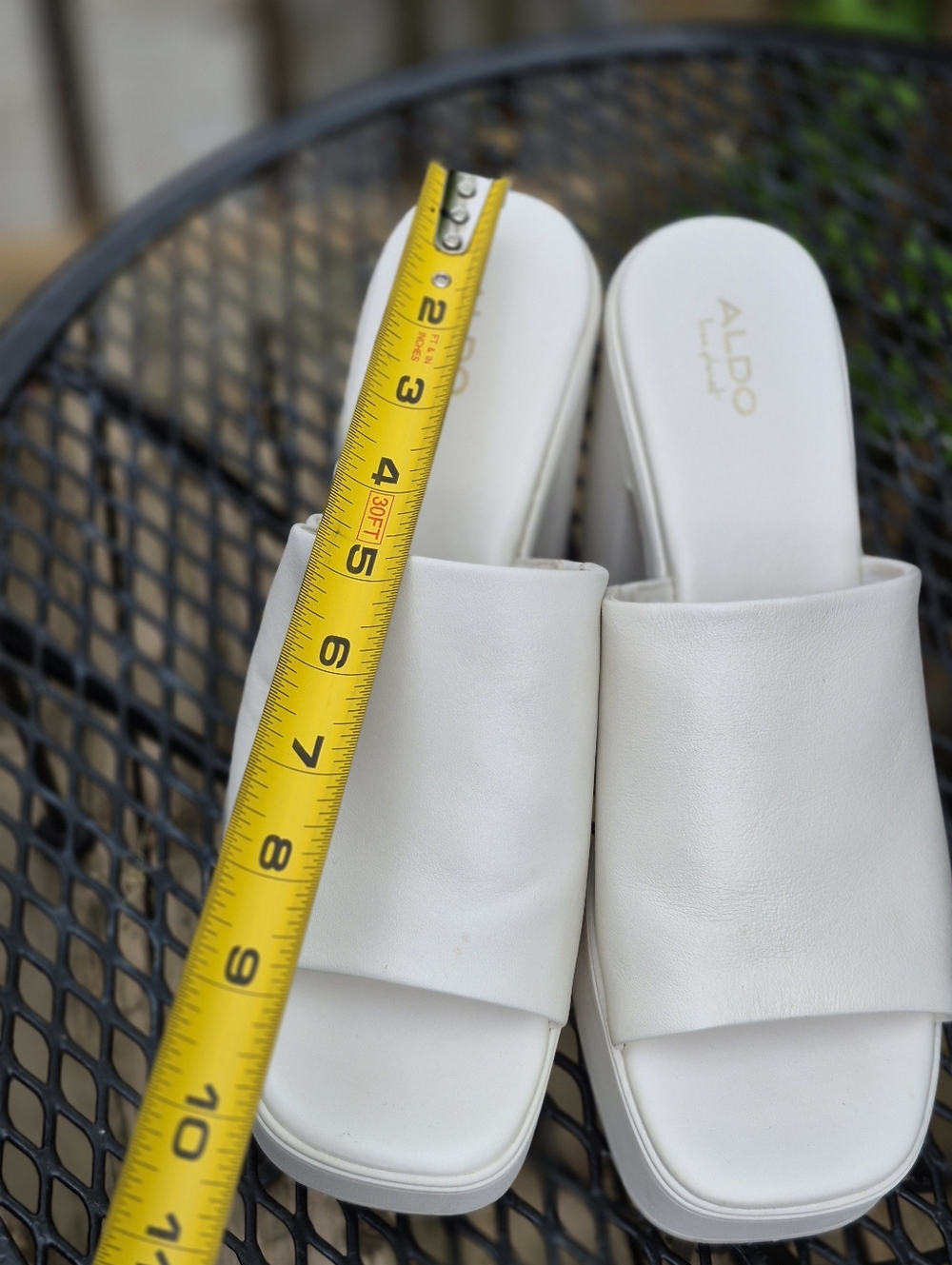 ALDO White Padded Slide Platform Mules - Picture 7 of 16